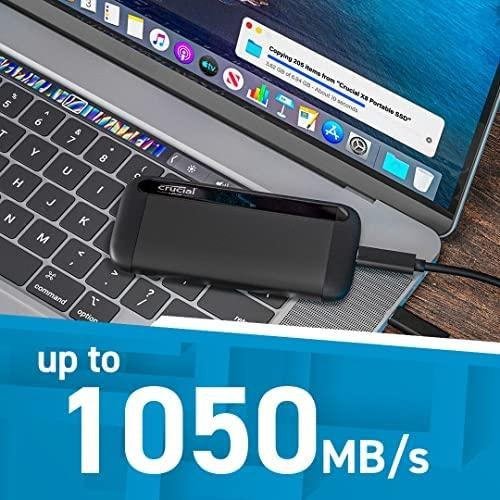 SSD portátil Crucial X8 de 1 TB até 1050 MB/s USB 3.2 Drive externo de estado sólido, USB-C, USB-A CT1000X8SSD9 - Imagem 6